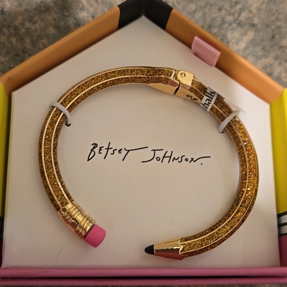 Betsey Johnson Glittering Gold Bracelet with Pink Tip